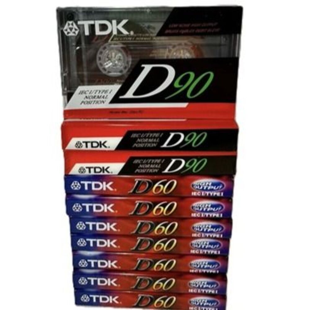 Lot of 9 TDK Blank Audio Cassette Tapes – D90 & D60 – Sealed New Vintage